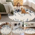 thumbnail image 5 of Blue Grey Eucalyptus Round Area Rug 5Ft Washable Circle Rugs for Living Room Bedroom, Farmhouse Weeping Leaves on Linen Non-Slip Carpet Floor Mats Indoor Outdoor Carpet Runner Aesthetic Home Decor, 5 of 8