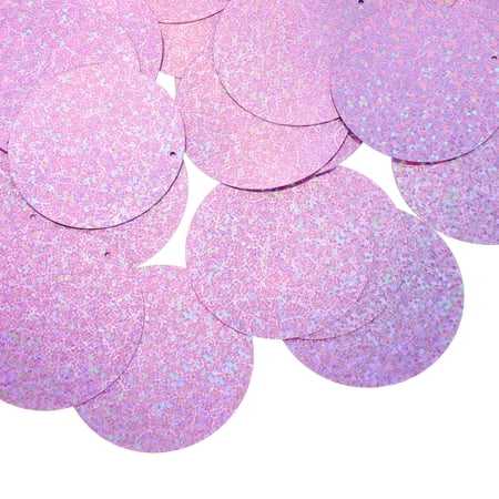 Uxcell 100 Pcs Flat Round Sequins 40mm/1.6 Inch Loose Paillettes Craft Sewing Sequins with Single Side Hole for DIY Embroidery Clothing Jewelry Making Laser Purple Pink