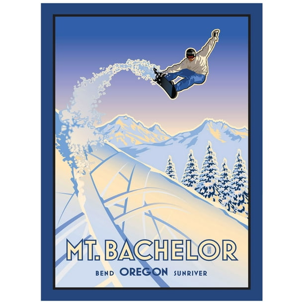 Mt. Bachelor Oregon Snowboarder Giclee Art Print Poster by ...