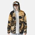 thumbnail image 2 of Rocae Grim Coffee Skull Breathable Sun Protection Hoodie Quick-Dry Lightweight Long Sleeve Hoodie Unisex Running Sports Shirt-Large, 2 of 7