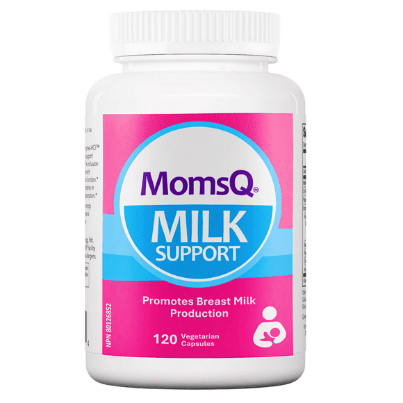 MomsQ Milk Support , Favorise la Production de Lait Maternel, Supplément Naturel de Galactagogue pour l'Allaitement pour Soutenir les Mamans Qui Allaitent et Qui Pompent, 120 Capsules Végétariennes.