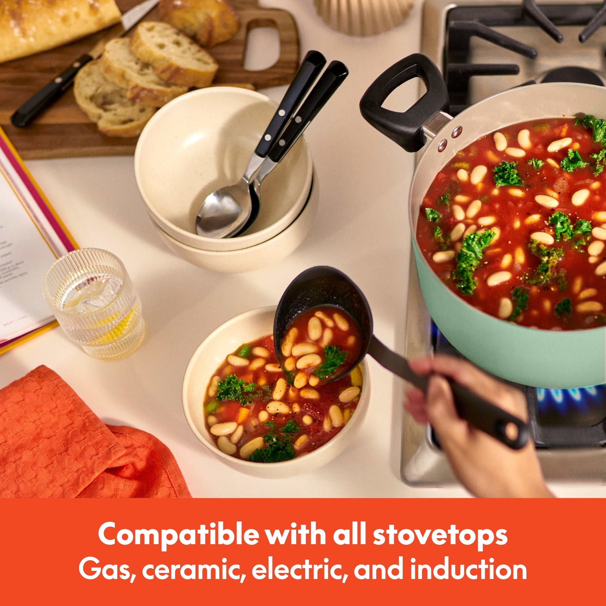 Bella 12 Piece Ceramic Nonstick Cookware Set, Seaglass