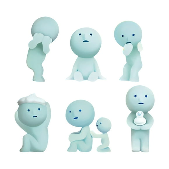 Cute Smiski Bath Series Glow in the Dark Decorative Mini Figure Toy Blind Box Set(6 Mini Toy Figure), Christmas Birthday Valentine's Day Gift