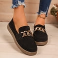 thumbnail image 2 of Womens Black Velvet Platform Loafers Slip On Shoes with Chain Detail, Comfortable Cushioned Casual & Office,Size 8.5, 2 of 9