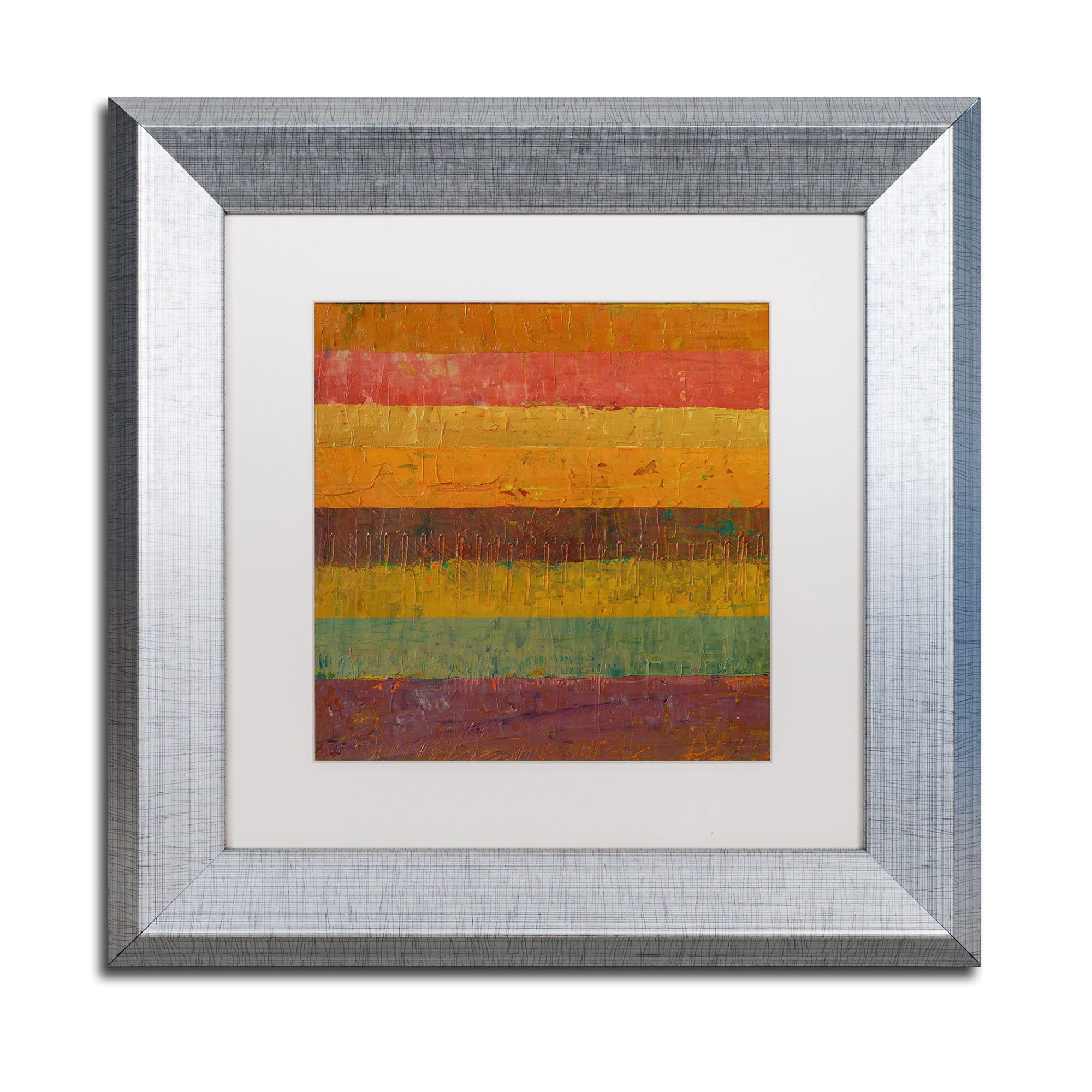 Trademark Fine Art "Orange Line" Canvas Art by Michelle Calkins, White Matte, Silver Frame