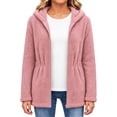 thumbnail image 2 of OGLCCG Girls Fleece Jacket with Hood Full Zip Fuzzy Sherpa Coat Long Sleeve Fall Winter Outwear with Pockets,Drawstring Waist(Pink,6-7 Years), 2 of 8