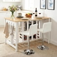 thumbnail image 7 of Magic Union Kitchen Island with Power Outlets, 47 Inches Width Kitchen Shelf with Large Worktop, Wooden Island Counter with Shelves, 2 Drawers, and 4 Hooks for Living Room, White and Natural, 7 of 7