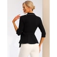 thumbnail image 3 of Peplum Top para mujer con cuello de solapa y muesca en la cintura Negro XS, 3 of 5
