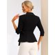 thumbnail image 3 of Peplum Top para mujer con cuello de solapa y muesca en la cintura Negro XS, 3 of 5