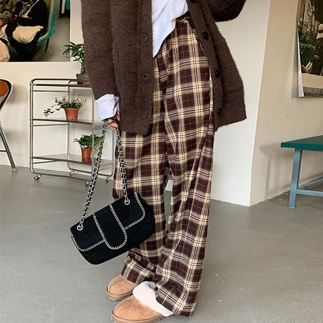 JMPRS-Pantalones a cuadros Harajuku para mujer, pantalón informal de pierna ancha, holgado y recto, color blanco y negro, moda coreana, parte inferior Y2k