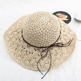 thumbnail image 5 of Vinsonshop Womens Straw Sun Hat Wide Brim Crochet Summer Beach Hats with String Bow Packable Foldable Uv Protection Floppy Travel Vacation Cap for Ladies Beige A, 5 of 5