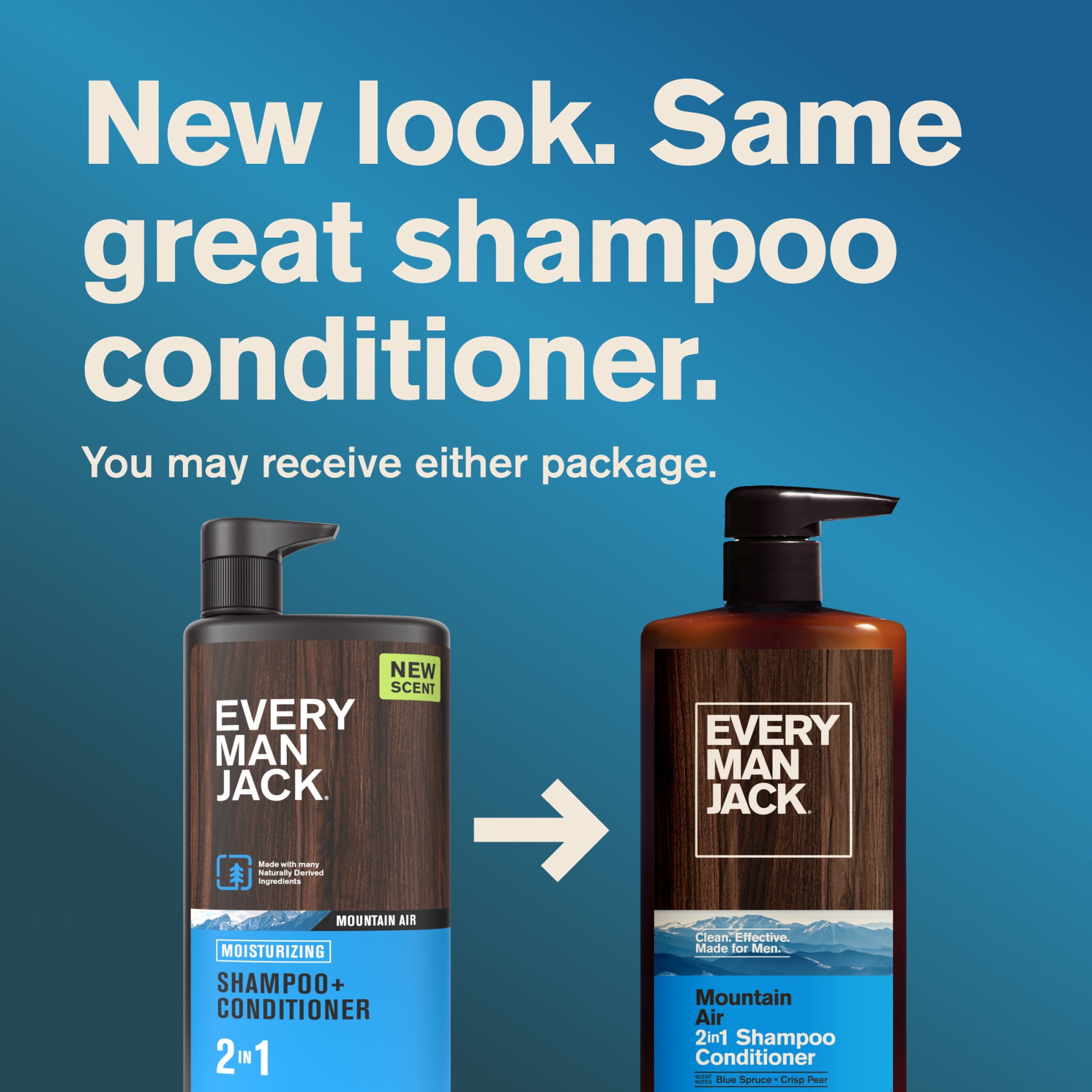 Every Man Jack Mountain Air Daily 2-in-1 Shampoo & Conditioner for Men, Naturally Derived, 16 fl. oz