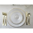 thumbnail image 5 of " OCCASIONS " 150 Piece set (25 Guests)-Wedding Plastic Plates & cutlery -Disposable Dinnerware 10'', 7'' + Gold Silverware w/double fork (Belize in White Pearl & Gold), 5 of 7