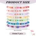 thumbnail image 2 of 1set 7pcs Handmade Polymer Clay Heishi Beads Stretch Bracelet set for Women Flower Mixed color Inner Diameter: 3-1/8 inch(7.9cm), 2 of 3