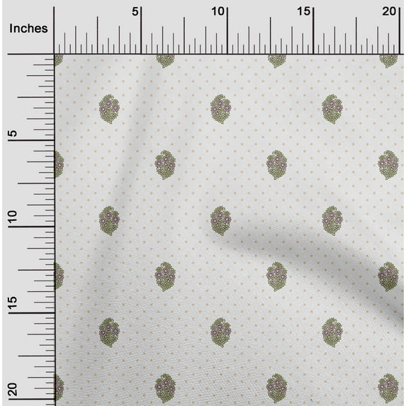 oneOone Rayon White Fabric Tiny Flower & Dot Floral Quilting Supplies Print Sewing Fabric By The Yard 56 Inch Wide