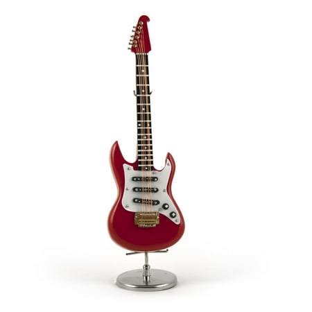An Awesome Miniature Replica of a Fire Engine Red Electric Guitar with Stand &