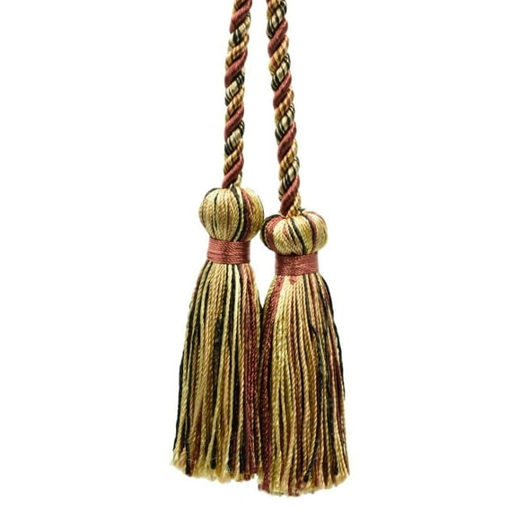 Decorative Double Tassel Curtain and Drapery Tieback / Holdback, 3" Tassel (7.5cm), 27" Spread (68.5cm) # CCT, Biscotti Beige #PR16 (Dark Beige, Dark Red, Pure Black) Sold Individually