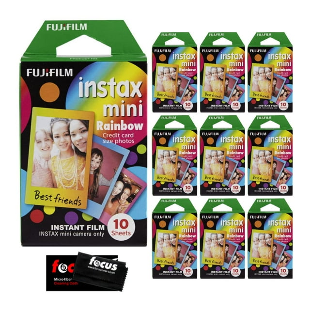 Película Fujifilm Instax Mini Rainbow, paquete de 10 con tela