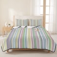 thumbnail image 3 of Queen Quilt Set 90''x96'', Colorful Striped Lightweight Summer Bedspread Coverlet Set with 2 Pillow Shams, Farmhouse Rainbow Color Stripes Breathable All Season Quilt Bedding for Bedroom/Guest Room, 3 of 9