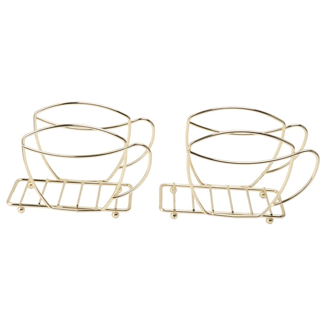 2PCS Napkin Holder Iron Coffee Cup Shape Freestanding Tissue Dispenser Tabletop Napkin Holder for Dinning Table Restaurant Gold