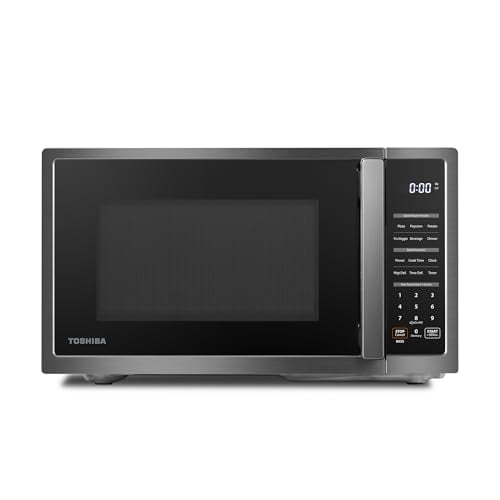 Horno microondas pequeño de encimera TOSHIBA ML4-EM09PA(BS) con 6 menús automáticos, función de silencio y bloqueo para niños, ideal para dormitorios, 0.9 pies cúbicos, plato giratorio extraíble de 1