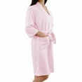 thumbnail image 2 of Unique Bargains Women's Nightgown 3/4 Sleeve Kimono Robe Waffle Bathrobe with Pockets Pink m, 2 of 7