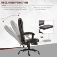 thumbnail image 4 of Chaise de Bureau à Massage Vibrant à 7 Points, Chaise de Direction Inclinable en Similicuir Brun avec Repose-Pieds Rétractable, Inclinaison à 155°, Hauteur Réglable pour la Maison Ou le Bureau, 4 of 7