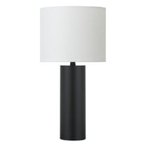 York 16" Tall Table Lamp with Fabric Shade in Blackened Bronze/White