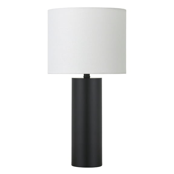 York 16" Tall Table Lamp with Fabric Shade in Blackened Bronze/White