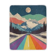 Yayeee Throw Blanket for Couch Soft Warm 50" x 60" Sofa Chair Bed Decoration, Colorful Road at Night
