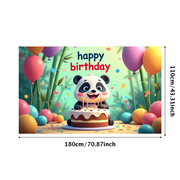 LUUFILx Panda Birthday Backdrop Banner for Kids Party Supplies Happy Birthday Decorations with Balloons and Flowers Party Decor Background Props
