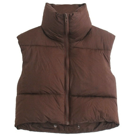 Womens Quilted Puffer Vest Collared Sleeveless Padded Jackets Winter Warm Coat