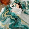 thumbnail image 4 of Castle Fairy Gradient Abstract Marble 7 Pieces Bedding Comforter Set for Teens Boys Girls,Green Golden Full Bedding Set Lightweight,Marbling Watercolor Fitted Sheet Flat Sheet,Ultra Soft Home Decor, 4 of 8