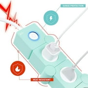 iJoy Power Strip Surge Protector Outlet, Extension Cord, 3 Outlets, 2 USB Ports, 5Ft Cord Mint Green