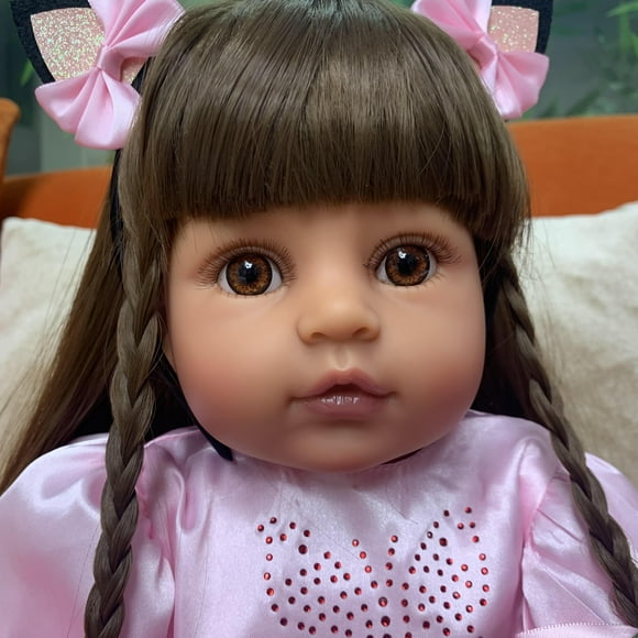 55cm Very Soft Full Body Silicone Bebe Doll Reborn Girl In Pink Dress