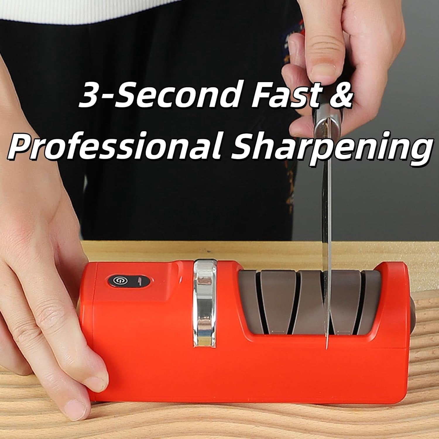 2026 New Automatic Kitchen Knife Sharpener, Upgraded USB Rechargeable Cordless Electric Knife Sharpener, Sharpening System with Diamond Grinding Wheel & Strong Suction Base