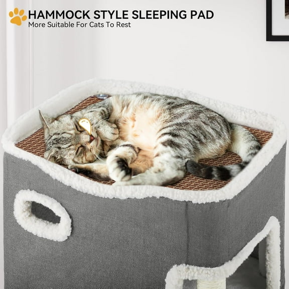 2-Tier House with Scratch Pad, Covered Bed & Playhouse for Multi Cats,