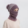 thumbnail image 5 of GRNSHTS Women One Piece Slouchy Fleece Beanie Hats Scarf Mask Warm Winter Knitted Hat Thick Skull Ski Cap (Purple), 5 of 8