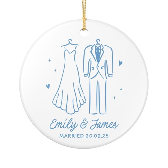 Personalized Wedding Keepsake Ornament, Custom Couple Christmas Decoration, Bridal Shower or Newlywed Gift Holiday Tree Decoration