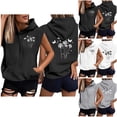 thumbnail image 1 of Sentmoon Chandails à Capuchon Femmes Manches Courtes Amples Surdimensionnés Chandails pour Femmes avec Imprimé avec Poche Cordon Vêtements pour Femmes Été Tendance pour l'Automne Randonnée Blanc m, 1 of 6
