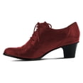 thumbnail image 3 of FSJ Women Vintage Closed Toe Dress Oxfords Comfortable Chunky Heel Wingtip Brogues Perforated Lace-Up Pumps Office Shoes Size 8.5 Red, 3 of 4