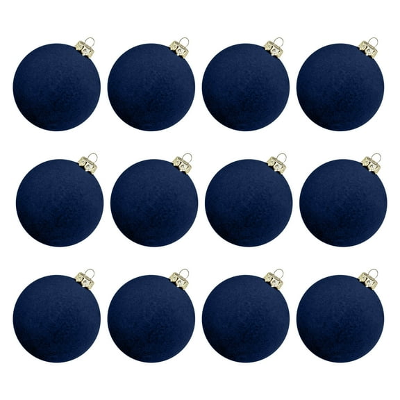 KOYPTL 12Pcs 2.36In Velvet Christmas Ball Ornaments Set,Shatterproof Flocked Christmas Tree Porch Lawn Yard Ornaments Hanging Assortment for Xmas Tree Holiday Party Home Decor
