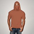 thumbnail image 4 of S-5X Plus Size Mens Big & Tall Hoodies with Mask Short Sleeve Sun Protection T-Shirts Solid Color Pullover Cooling Athletic Hiking Tees Tops, 4 of 8