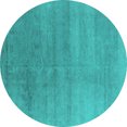 thumbnail image 1 of Ahgly Company Machine Washable Indoor Round Oriental Turquoise Blue Industrial Area Rugs, 3' Round, 1 of 4