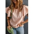 thumbnail image 2 of POGLIP Women's Pink Textured Tiered Ruffled Short Sleeve Blouse, 2 of 6