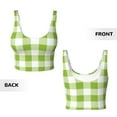 thumbnail image 3 of Sikiie White Green Plaid Print Strappy Sports Bra for Women Padded Push Up Sports Bra Athletic Running Sports Bra Workout Bra Yoga Bra, 3 of 5