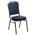 thumbnail image 2 of Flash Furniture HERCULES Series Crown Back Stacking Banquet Chair in Navy Vinyl - Silver Vein Frame, 2 of 14