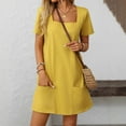 thumbnail image 2 of Yesfashion Womens Casual 2025 Summer Square Neck Short Sleeve Mini Dresses with Pockets, 2 of 9