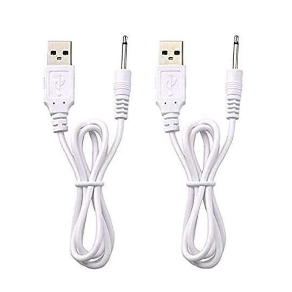 2.5mm USB Charging Cable 1m - PVC Copper Core Fast Charging Cable White 2-Pack