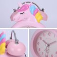 thumbnail image 5 of Rosa Unicorn Analog Väckarklocka Barns Morgon Tyst Dual Be, 5 of 5